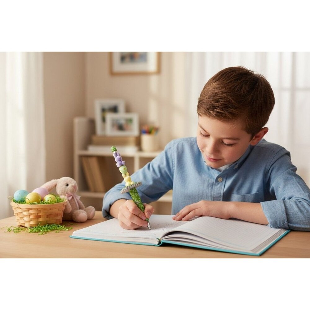 Easter-Themed Decorative Bunny Pen With Glitter Handle & Beads